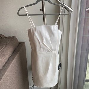 Lulu’s Drinks On Me White Sleeveless Pleated Bodycon Dress